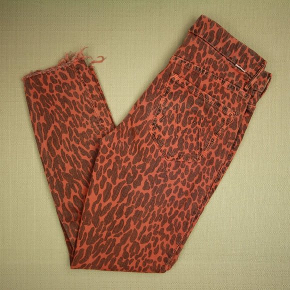 Mother High Waisted Looker Ankle Fray Jeans Women's Size 26 Animal Attraction - Picture 4 of 12